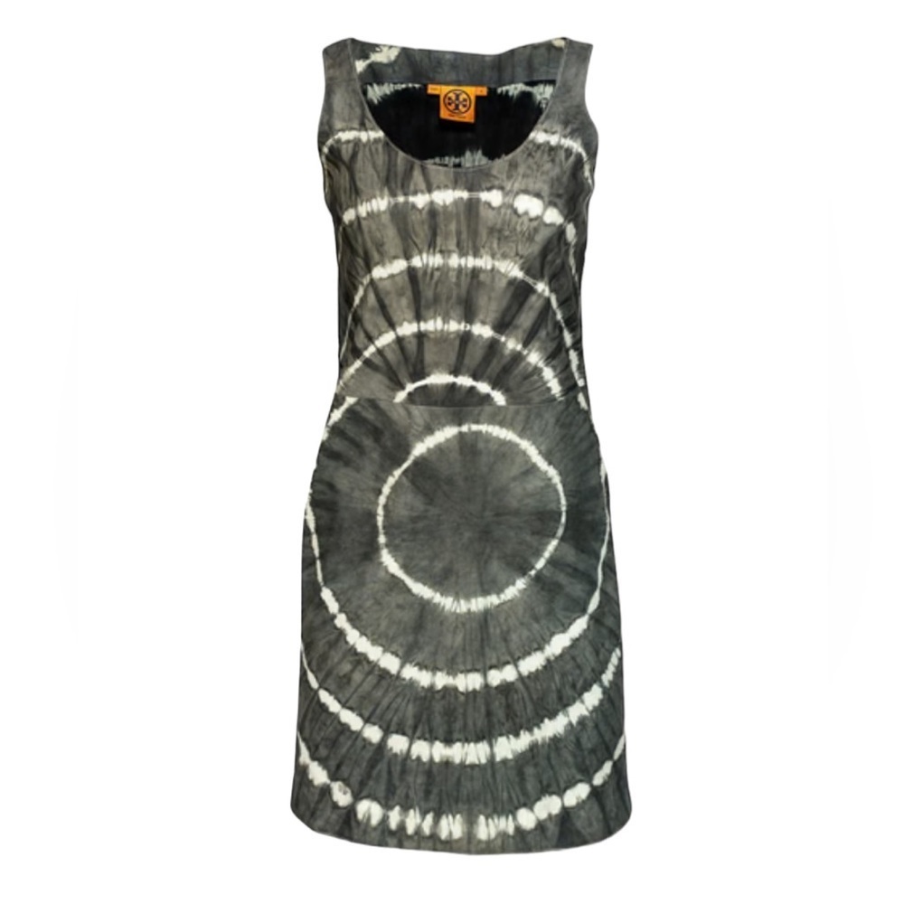 Tory Burch  Leather Dress Greystone  Shawna Tie-Dye Night Out Size 0 - Picture 11 of 16